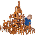 210 pcs Outdoor Large Wooden Building Blocks Set for Kids Toddlers 3-12 (35 lbs), Big Carbonized Wooden Sensory Blocks Toys, Mega Outside Building Toys for Preschool