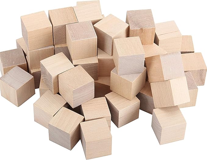 ZOENHOU 200 PCS 1 Inch Wooden Blocks, Premium Natural Solid Wood Cube Unfinished Wooden Block Set for Painting Decorating Crafting DIY Projects