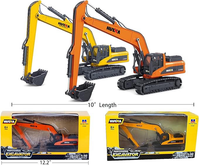1PC Long Reach Excavator Toy for Kids, Heavy Duty Construction Vehicle Digger Toy, 360-degree Rotatable Driver's Compartment, Multi-jointed Movable Tracked Vehicle for Kids Gift (Orange)