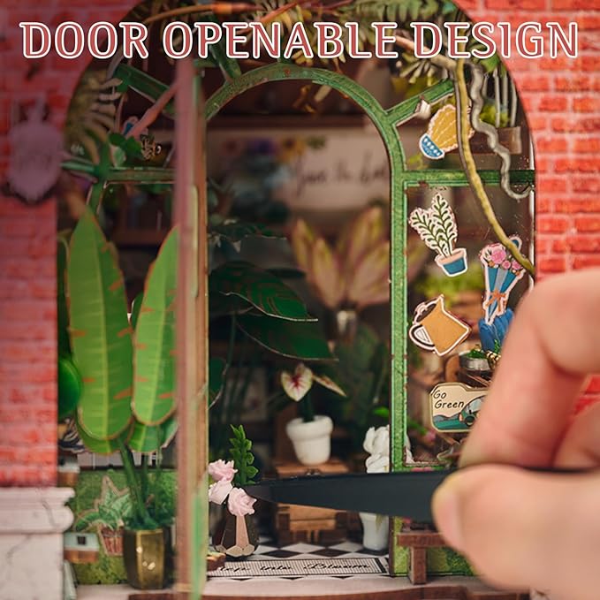 DIY Book Nook Kit, Miniature Dollhouse Bookshelf Insert with Light, Laser-Cut Wooden Craft Set for Adults, Perfect for Teens and Adults, Blossomary Shop