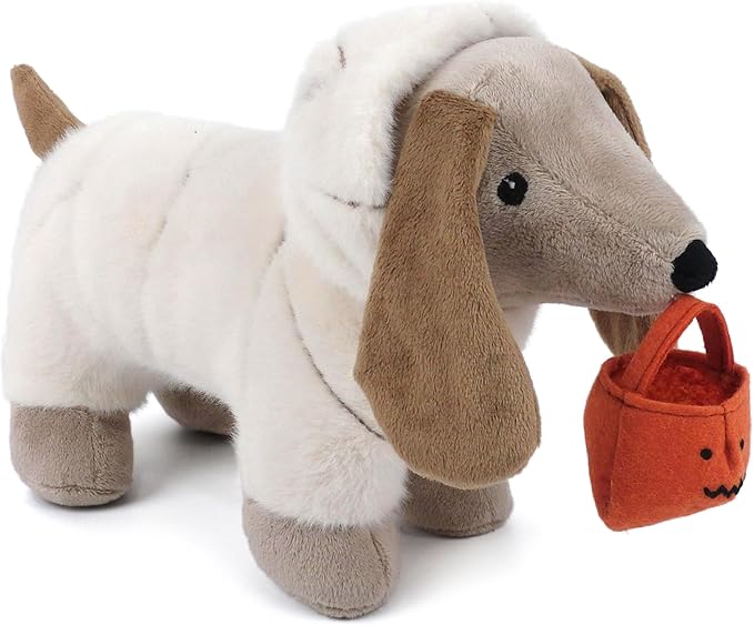 MON AMI Mummy Puppy Plush Toy – 10” Halloween Stuffed Animal Plushie with Bandage Fur & Trick-or-Treat Bag | Cute Mummy Dog for Kids, Toddlers & Festive Decor | Perfect Cuddle Buddy