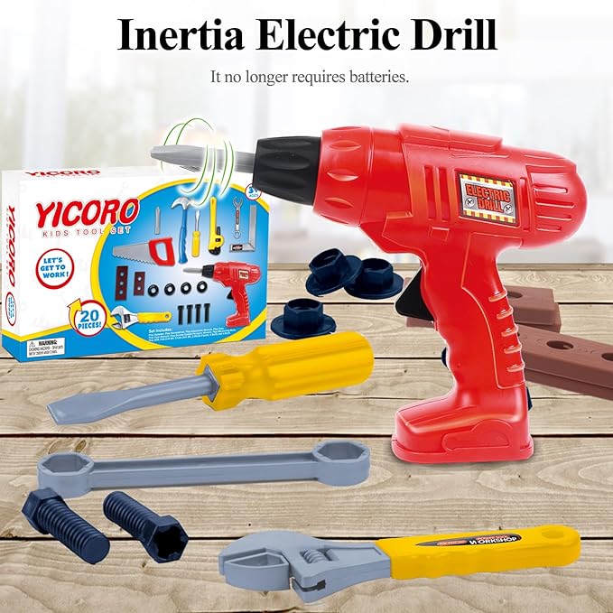 Kids Tool Set 20 PCS Toddler Tool Set with Toy Drill, Pretend Play Kids Toys for Ages 3,4,5,6,7,8 Years Old, Boy Toys, Girl Toys