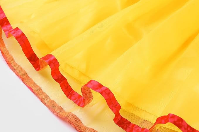 ReliBeauty Girls Elastic Waist Backless Princess Dress Costume with Accessories Yellow, 6-7/140