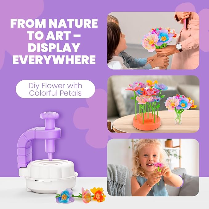 Toys for Girls 3 4 5 6 7 8 9 10 Years Old, DIY Craft Kits for Kids, Fabric Flower Bouquets for Girls Gifts, Educational Learning Detective Toys for Toddler Kids,Birthdays Gifts (Purple)