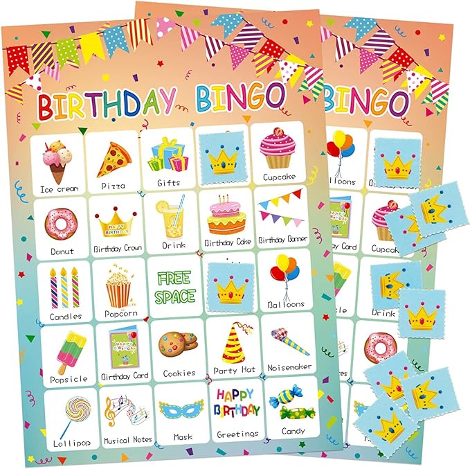 Fancy Land Birthday Bingo Game 24 Players for Kids Birthday Party Games for Kids Supplies