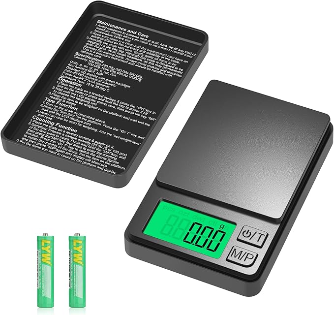 Digital Pocket Scale 1000g x 0.01g, Diyife Portable Precision Gram Scale Jewelry Scale with Protective Cover, Auto-off, Backlit LCD, 7 Units Tare, for Food, Kitchen, Coffee, Battery Included
