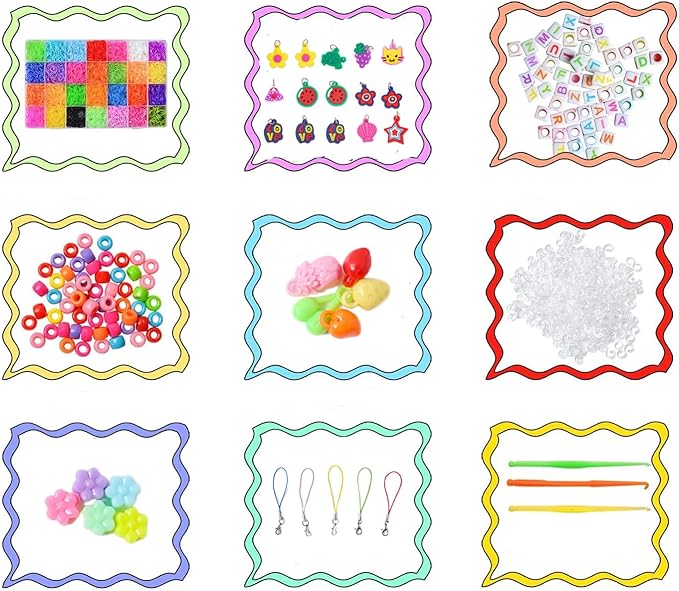 DDCOWP 2500+ Rubber Band Bracelet Kit, Loom Bracelet Making Set for Kids, Refill Loom Set, Friendship Bracelet Creativity Birthday Kit