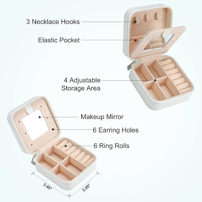 Parima Travel Jewelry Case - Small Jewelry Organizer Box, Mini Travel Case - Letter Z, White