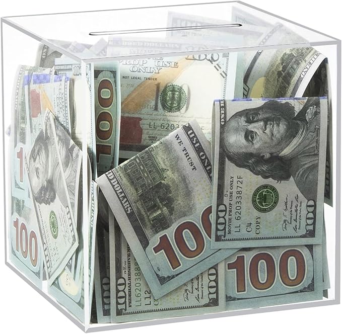 Clear Piggy Bank for Adults/Kids, Acrylic Unopenable Money Box for Cash Coin Saving, Must Break to Open, Money Saving Jar for Adults Boys Girls, Size 5.9''