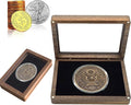 Challenge Coin Display Case Silver Dollar Coin Holder 2.3-2.5" in Single Coin Display Case Wood Coins Storage Box Coin Cases for Collectors