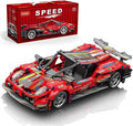 Sosuy Building-Block Race-Car Set, 1:18 Technical Model Kit 513 Pcs DIY Red Pull-Back Toy for Boy Girl Kid Age 6+ Year, Birthday Gift for Teen Adult Display, Speed Super Sports Cars Bricks Icons
