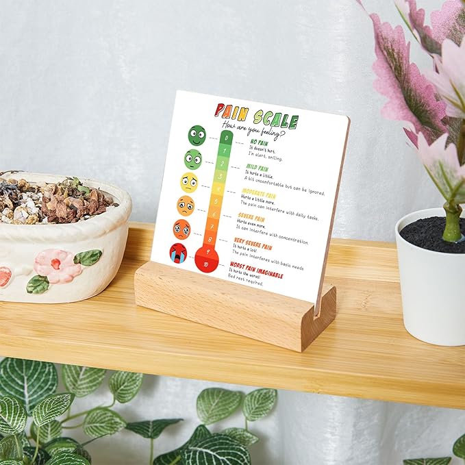 Pain Scale Decor Therapist Office Sign Mental Health Gifts Psychology Decorations for Corner Classroom Counseling Recovery Self Care Encourage Gifts for Women Kids Adults