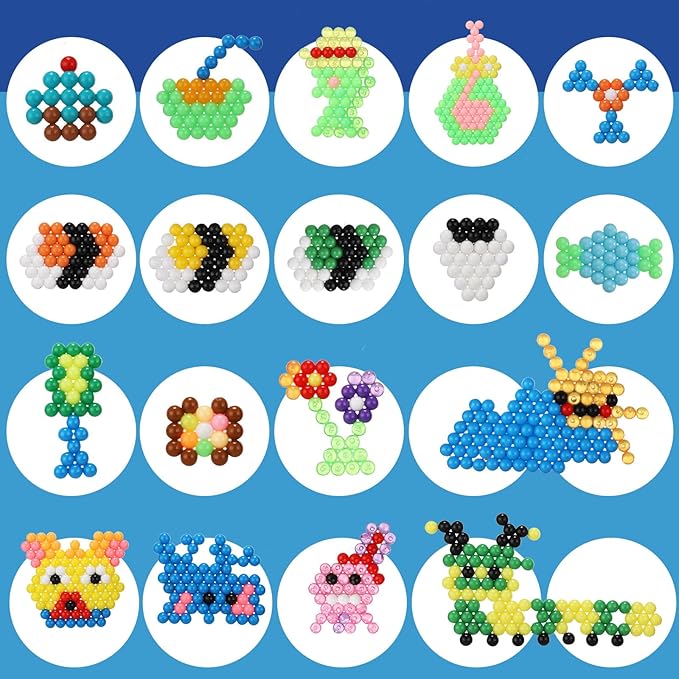 Cnyifs Fuse Beads Non-Iron Kit Melting no Iron Over 3200 Beads 28 Colors Makes Creations with No Heat Mega Bead Refill and Accessories
