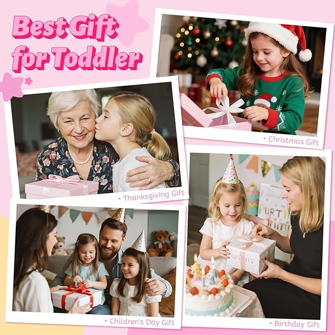 Pop Up Princess Tent with Star Light：Toy for Girl Birthday Gifts, Portable Ball Pit with Outdoor Carry Bag, Collapsible Kids Play Tent for Toddler Indoor Activity Playhouse, NO Balls(Pink)