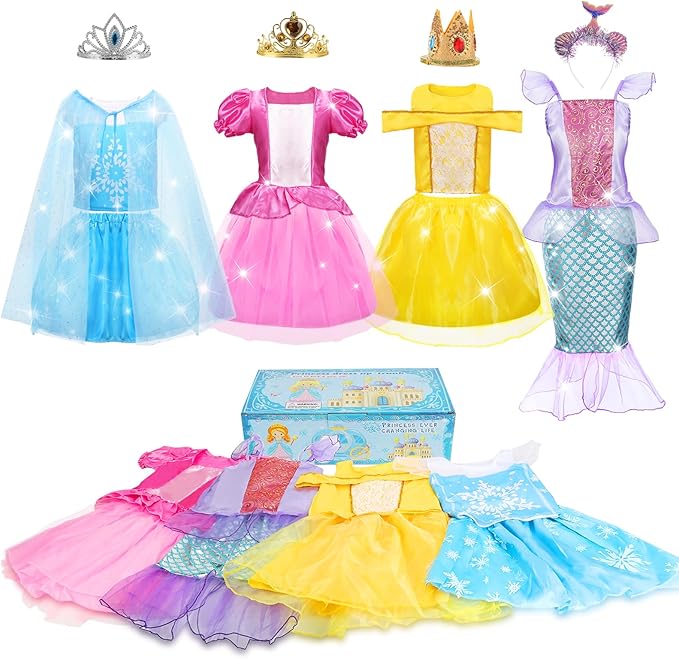 Princess Dress Up for Girls 4-6, Dress Up Clothes for Little Girls 3t-4t