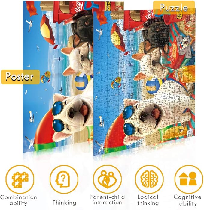 500 Pieces Jigsaw Puzzle for Adults and Kids Big Size Gift Idea Happy Dog (Sunbath 1)