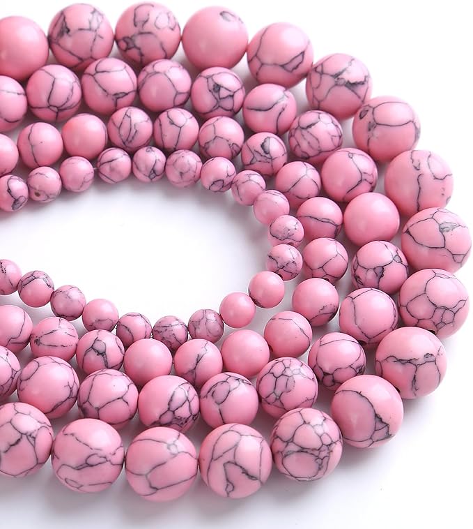 90PCS 8MM Pink Turquoise Spacer 2 Strands Loose Beads for Jewelry Making DIY Bracelet Necklace