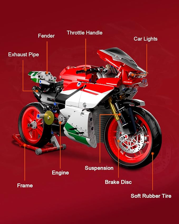 dOvOb Motorcycle V4 Model Building Blocks Set, 803 Pieces, 1:5 Scale, Compatible with Major Brands, Ages 12+
