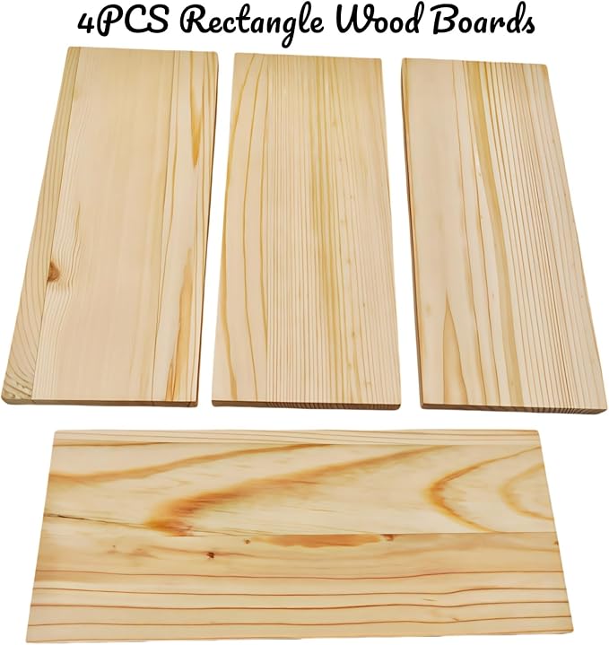 4PCS Rectangle Wood Boards Unfinished Wood Blocks for Crafting, 9.8x3.9x0.4in Blank Whittling Wooden Blocks for Wood Carving,Painting & Burning