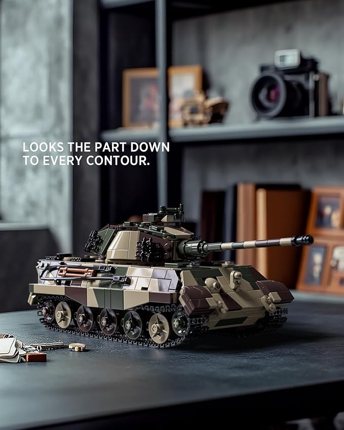 Nifeliz King Tiger Tank Building Set, WW2 Military Tank Model Toy for Adults, Collectible Army Display Piece and Gift for Enthusiasts (1,267 PCS, NF10315)