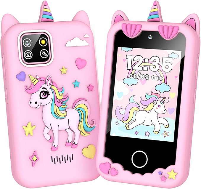 Kids Smart Phone for Girls Christmas Birthday Gifts for Girls Age 3 4 5 6 7 8 9 10 Kids Toys Smart Cell Phone 2.8" Touchscreen Built-in 32G SD Card Dual Camera 28 Toddler Learning Games Music Player