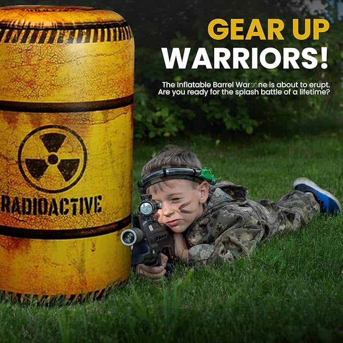 Package 8 Combat Battlefield Inflatables, Compatible Laser tag, Water Gun for Boys Birthday Party Activities and Decoration. Premiume Pack Include Water chember and Repair kit.