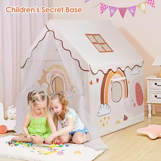 Kids Tent Animals Toddler Playtent for Boys Girls,Large and Foldable Kids Playhouse with Windows, Portable and Lightweight Play Tent Indoor&Outdoor for Gift to Toddlers
