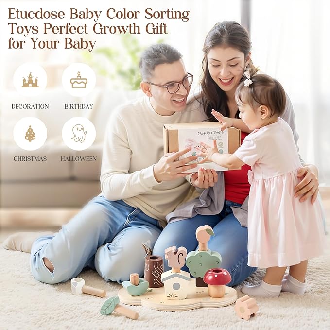 Pop Up Toy Color Sorting Wooden Toys | STEM Montessori Toys Color Matching Toy for Toddlers | Preschool Learning Educational Toy Birthday Gifts for Kids Boys Girls Ages 12 Months+
