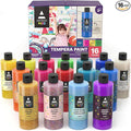 ARTEZA 16 Kids Tempera Paint Set, 13.5 oz/400 ml, Non-Toxic Washable Tempera Paint Bottles, Kids Art Supplies
