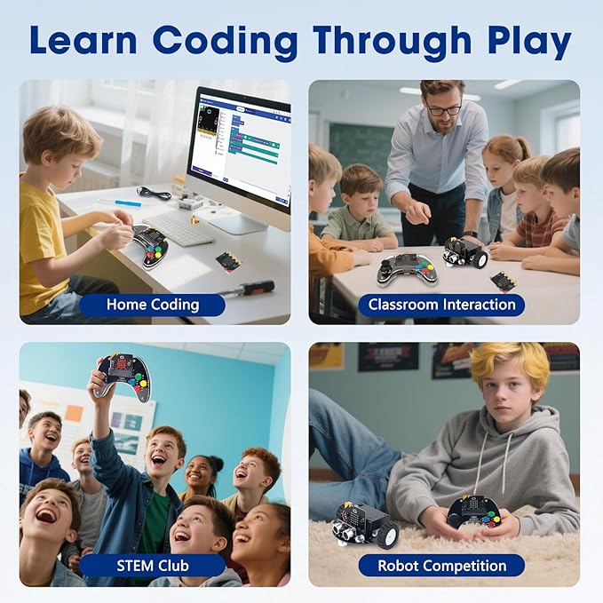 ACEBOTT Wireless Controller for Micro:bit Kit, STEM Kit Coding Robot kit Compatible With Makecode, Remote Control for Programming Learning, Gifts for Kids and Teens(Included Micro:Bit)