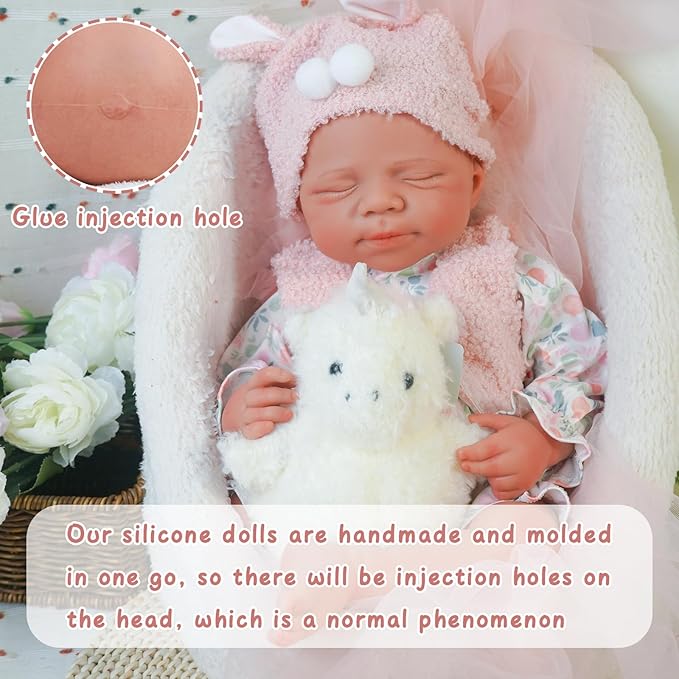Reborn Baby Dolls Silicone Full Body 18.89in Weighted Real Life Closed-Eyes Girl Dolls Lifelike Newborn Baby Soft Body Flexible Limbs Not Vinyl