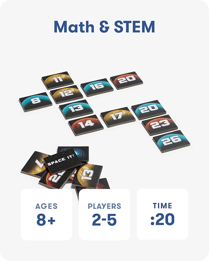 SimplyFun Space It! - Educational Kids’ Game - Math Game for Kids Focused on Skip Sequencing - 2-5 Players, Ages 8 & Up