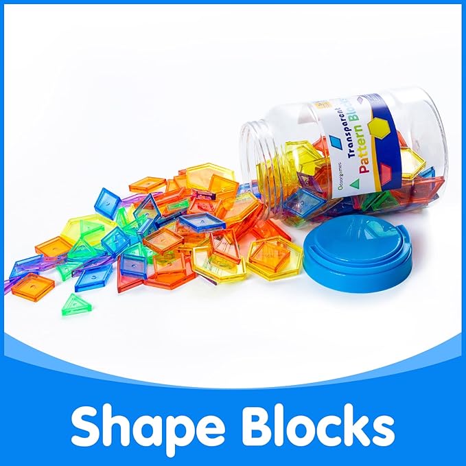 140 Pcs Translucent Pattern Blocks - Educational Light Table Manipulatives and Accessories - Fun and Engaging Geometric Shapes