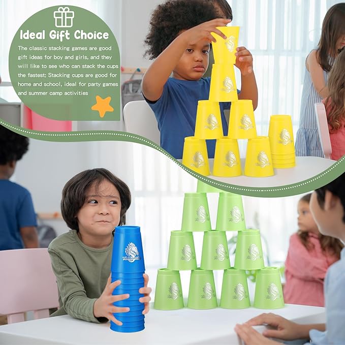 Libima 72 Pcs Sports Stacking Cups Set Stack Cup Party Game Classic Speed Training Game for Adult Family Party Challenge Competition Travel Gift, 6 Colors