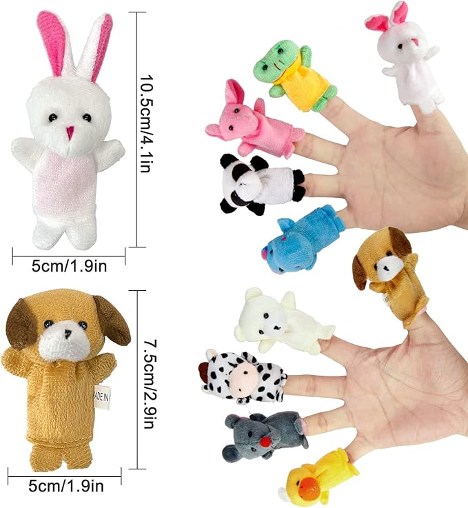 22 pcs Plush Animals Finger Puppet Toys - Mini Plush Figures Toy Assortment for Kids, Soft Hands Finger Puppets Game for Autistic Children, Great Family Parents Talking Story Set
