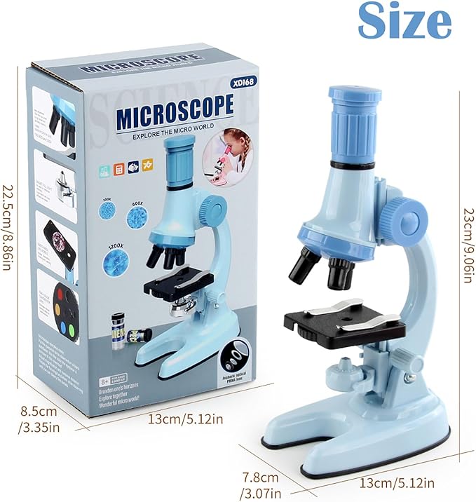 XD508 Microscope for Kids - 100X 600X 1200X Beginner Microscopes kit with LED Light, Science Educational Gift and Toy for Boy&Girl Birthday Halloween Christmas（Pink）