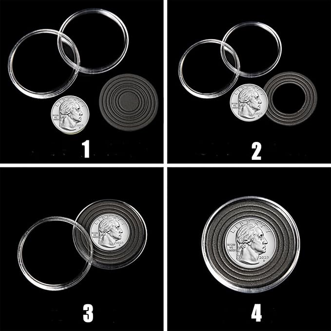 MUDOR 108 Pieces Silver Dollar Coin Holder, 41mm Storage Case with Lock, Coin Holders with 10 Size Gaskets, Coin Collection Supplies for Cent,Nickel,Quarter, Morgan,Silver Eagle