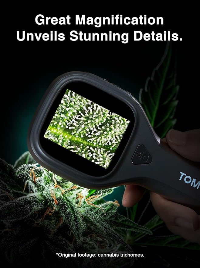 TOMLOV P10 Evo Handheld Close-Up Microscope: 20X Digital Coin Microscope for Adults Kids, LED Lighted Magnifier with 2" IPS Screen, Battery, Jewelers Loupe Compatible with Windows/macOS, Black