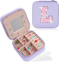 Travel Jewelry Case - Personalized Jewelry Box for Women,Small Jewelry Organizer Cute Jewelry Organizers and Storage Aesthetic,Travel Essentials Birthday Gifts for Girls Women | Lavender,L