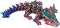 Baby 5.5" Articulated Crystal Dragon - Multi Color 3D Printed Plastic Dragon Figure - Rainbow Pearlescent Colors - Interlocked Body Segments and Legs (Baby 5.5", Dark Rainbow)