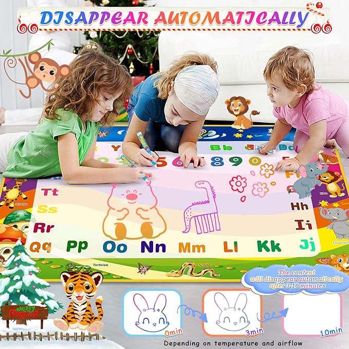 Toddler Toys Water Doodle Mat: 40 X 30 Inch Mess Free Coloring & Drawing Instant Drying Mat - Kids Learning Toys for Girls Age 3-5 Home Educational Activities - Birthday/Christmas Gifts for Girls Boys