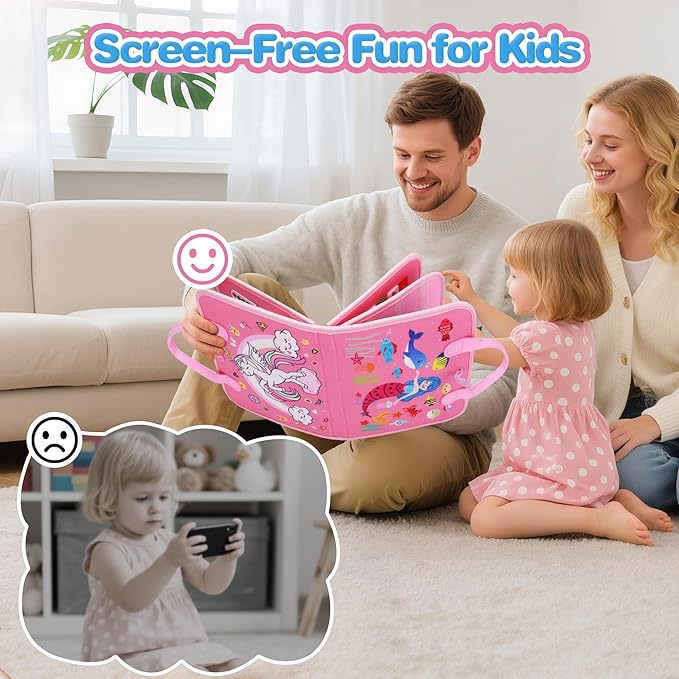 Busy Book Toddler, Montessori Busy Board, Activity Sensory Toys 2025 for Toddler Girls Christmas Birthday Gift, Educational Learning Quiet Book for Kids, Travel Toy for Airplane Car
