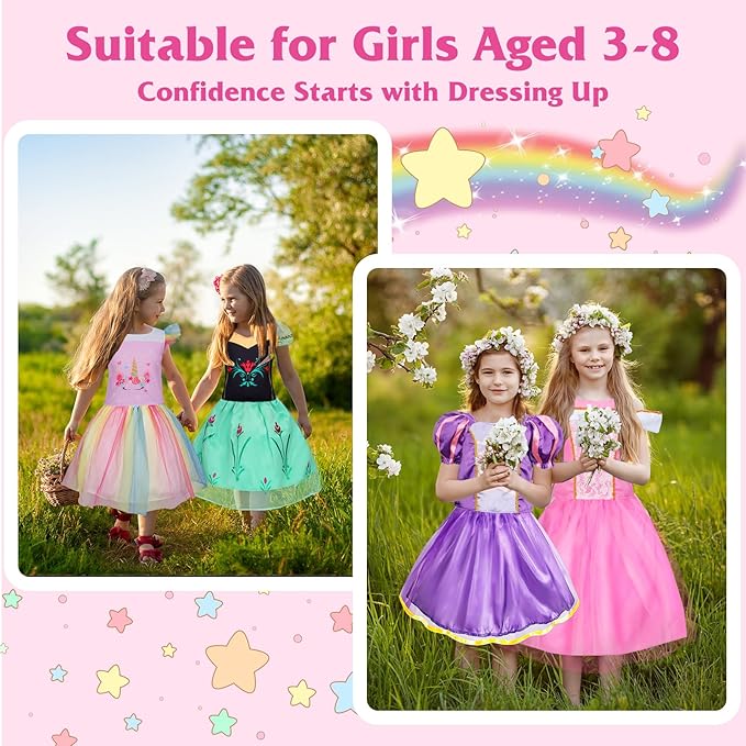 Princess Dress Up for Girls 4-6, Dress Up Clothes for Little Girls 3t-4t