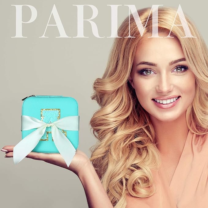 Parima Small Jewelry Box for Girls, Travel Initial Jewelry Boxs for Girls | Small Jewelry Organizer Box | Travel Jewelry Case Jewelry Organizer | Mini Jewelry Case - Letter G, Aqua Blue