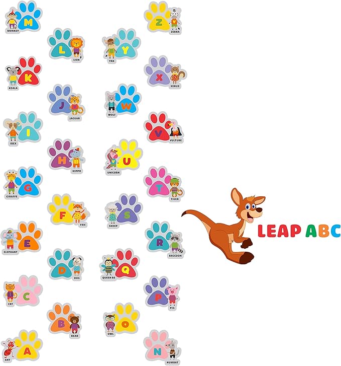 Classroom Decor Sensory Path Decals for Floor & Wall - Alphabet ABC Hop & Walk Footprint Hopscotch Floor Stickers for Boosting Gross Motor Skills