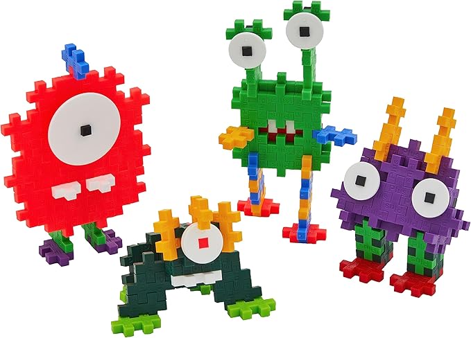 PLUS PLUS Critters, Pack of 4, Halloween 3D Puzzle Building Block Set, 160 Mini Interlocking Pieces, Fun Holiday Activities for Kids, Series 1