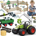 46Pcs Farm Toys, Tractor Toy w/Lights & Sound, Animals Toys for 3 4 5 6 7 8+ Year Old Toddler Girls Boys Kid, Figures Farmer Vehicle Truck Fence Playset Educational Learning Toys