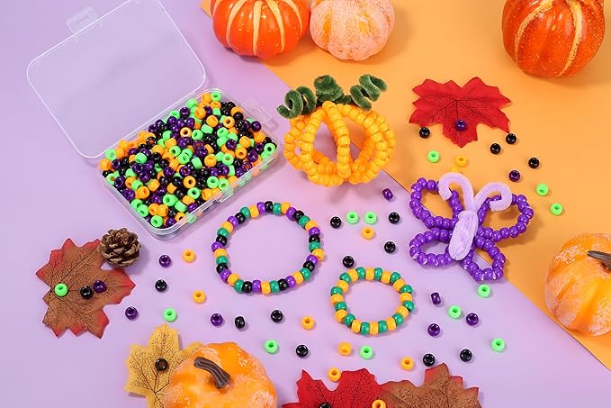XIANNVXI 10Colours Halloween Pony Letter Beads Set Friendship Bracelet Making Kit 640pcs Orange Purple Green White Letter Pony Beads Bulk