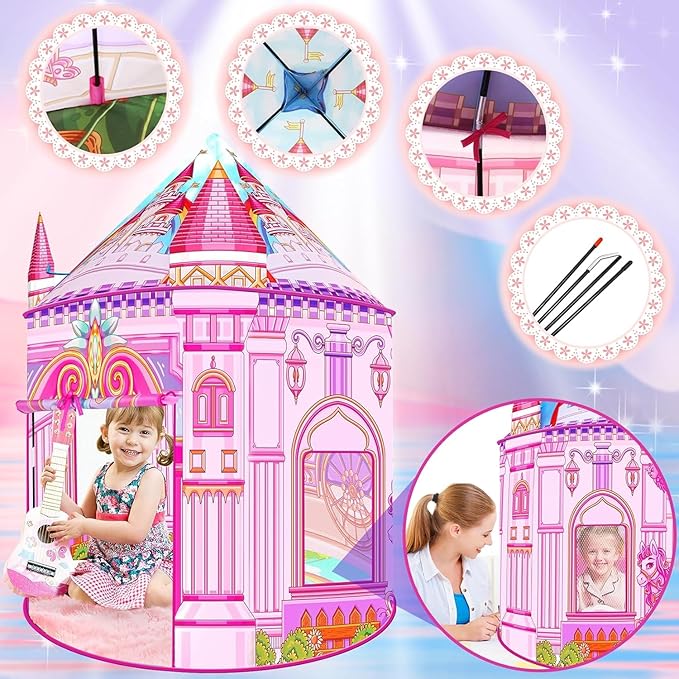 Toys for Girls,Large Kids Tent Toddler Girl Toys,Foldable Tent for Kids with Carry Bag Indoor Playhouses,Princess Toys for 3-12 Year Old Girl Castle Playhouse Unicorns Gifts for Girls