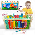 Montessori Wooden Hammering Toy – 6-in-1 Xylophone, Pound Bench, Shape Sorter & Learning Tool for Toddlers | Educational Musical Toy for Boys & Girls Ages 1–5 | Develops Motor Skills & Sensory Play